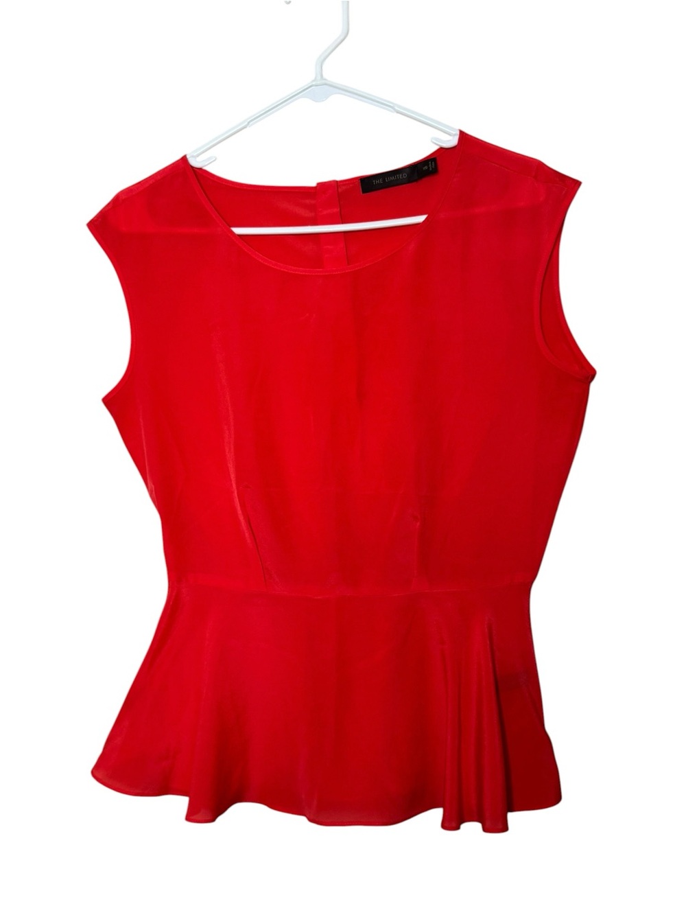 The Limited Red Peplum Blouse buttons in Back Semi Sheer Size XS